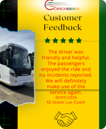 Coachman Coach - 5 Star feedback from passenger